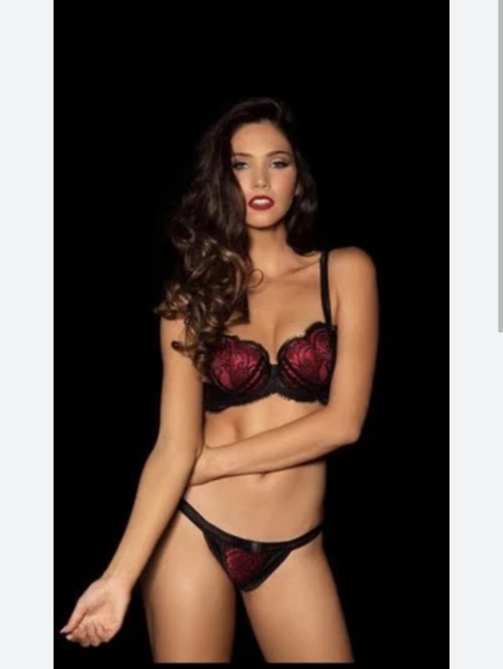 Vintage Honey Birdette Sophia Sin black/red bra 34C